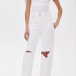 Agolde mid rise 90’s straight leg loose Distressed Jeans